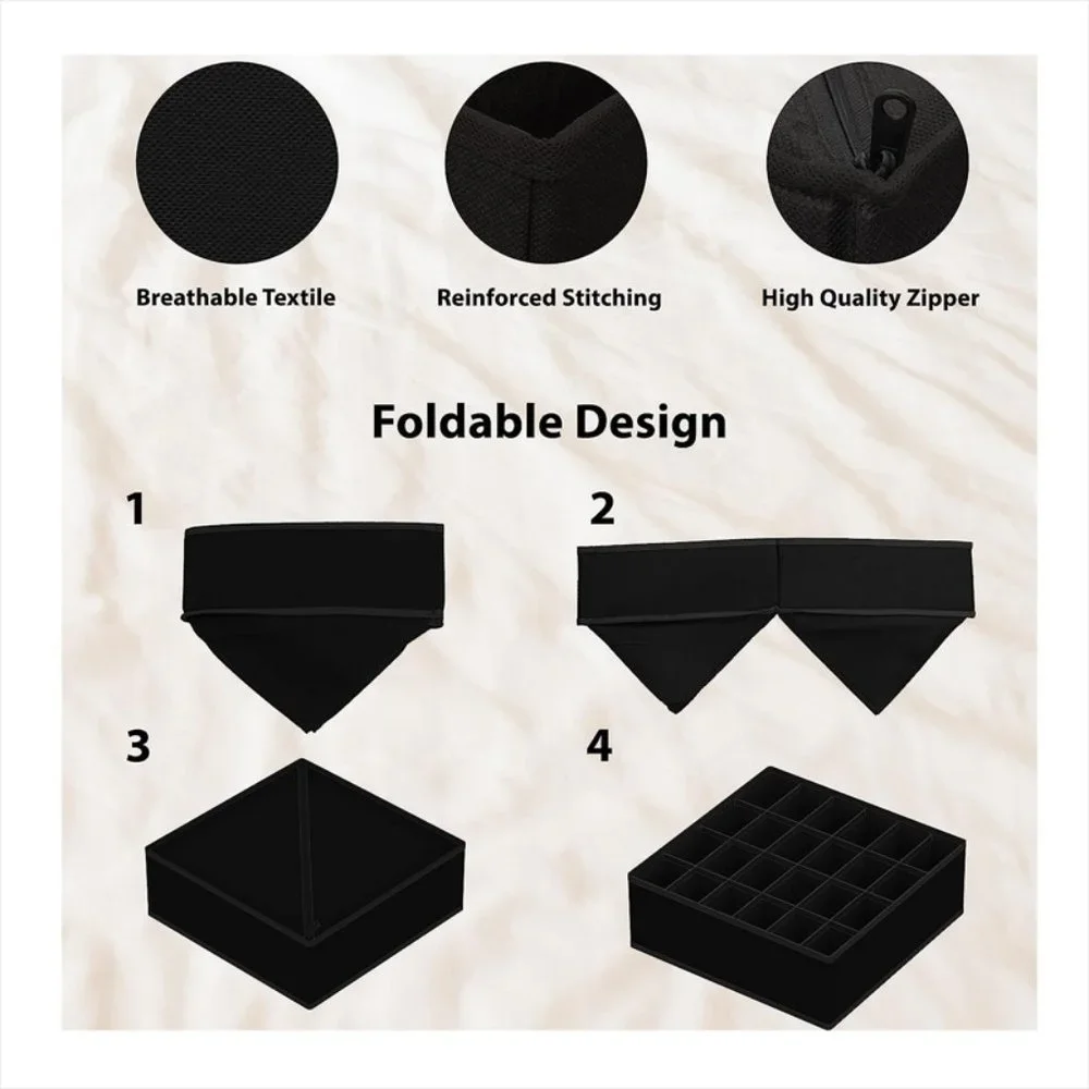 Black Canvas Small Cube Storage Bin NEW